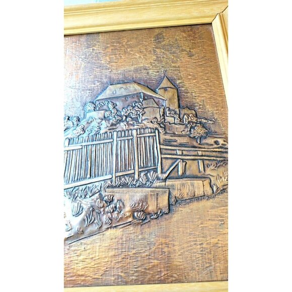 Embossed Brass Sheet Art Print Scene Mill in Colberg, Germany 10 1/4" x 14" - Picture 9 of 10